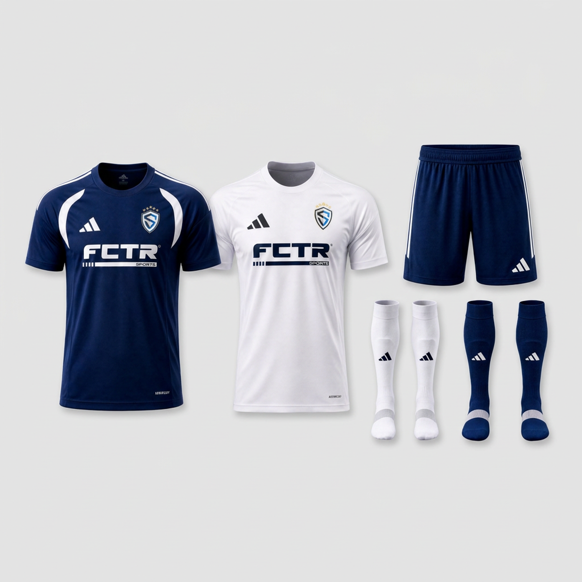 Sting Academy Game Kit with navy and white jerseys, navy shorts, and matching socks