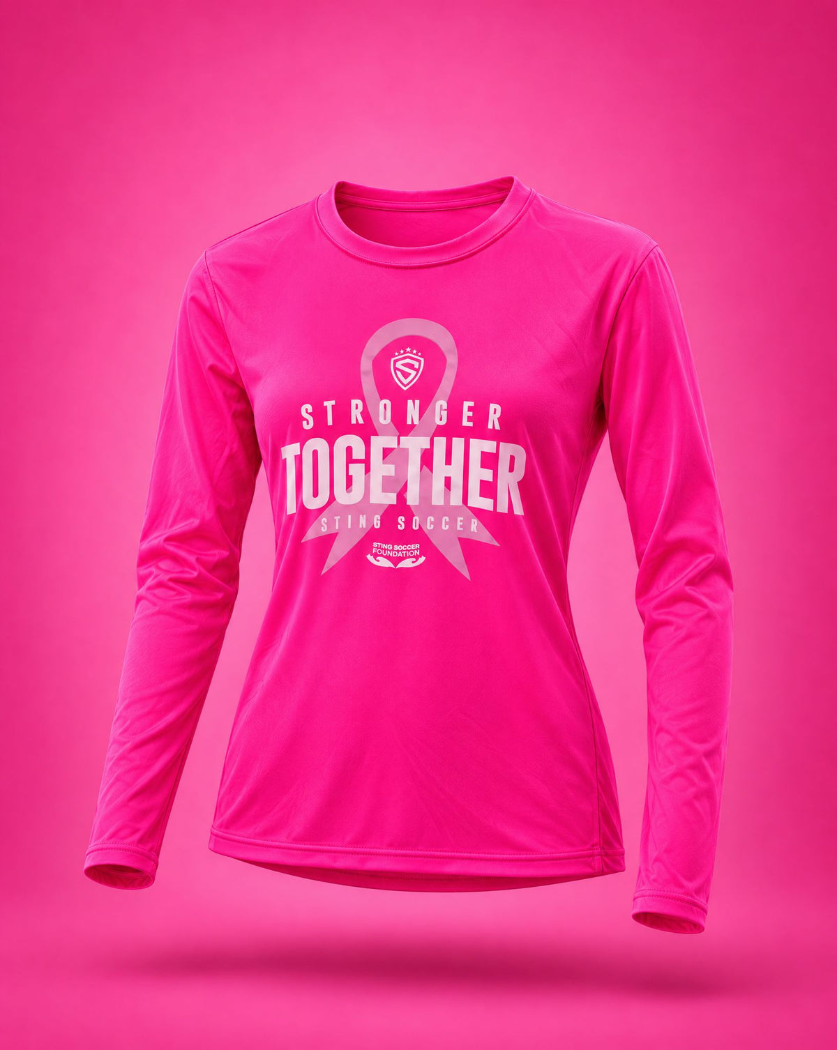 2024 Sting in Pink long-sleeve tee, front view