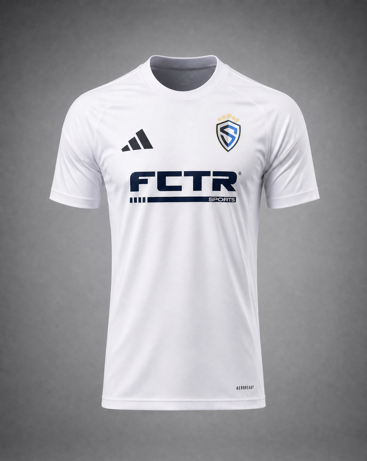 Sting Academy Game Kit white adidas jersey, front view