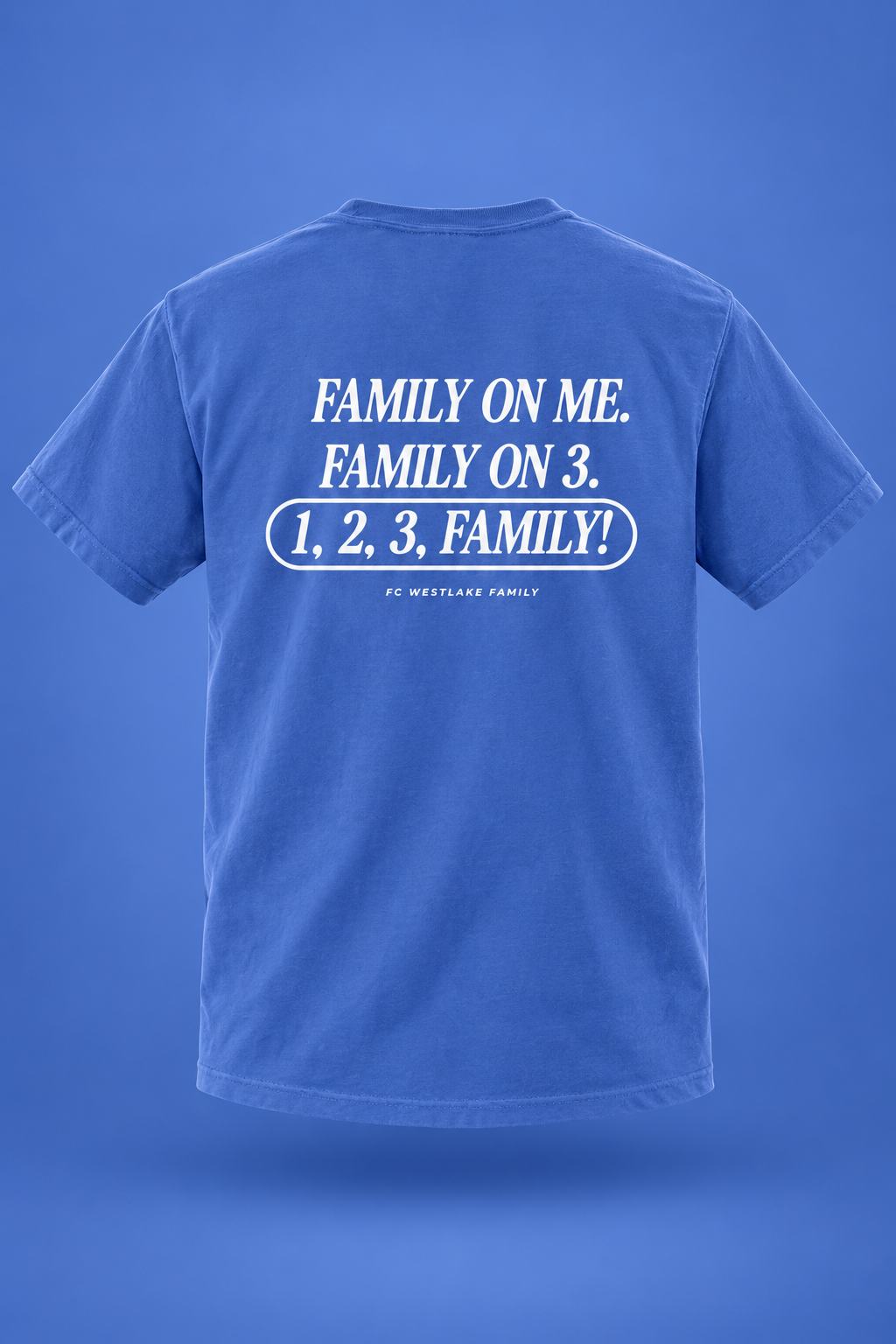 FCW ATX Event | Family Flo Blue Unisex Garment-Dyed Heavyweight T-Shirt – back view