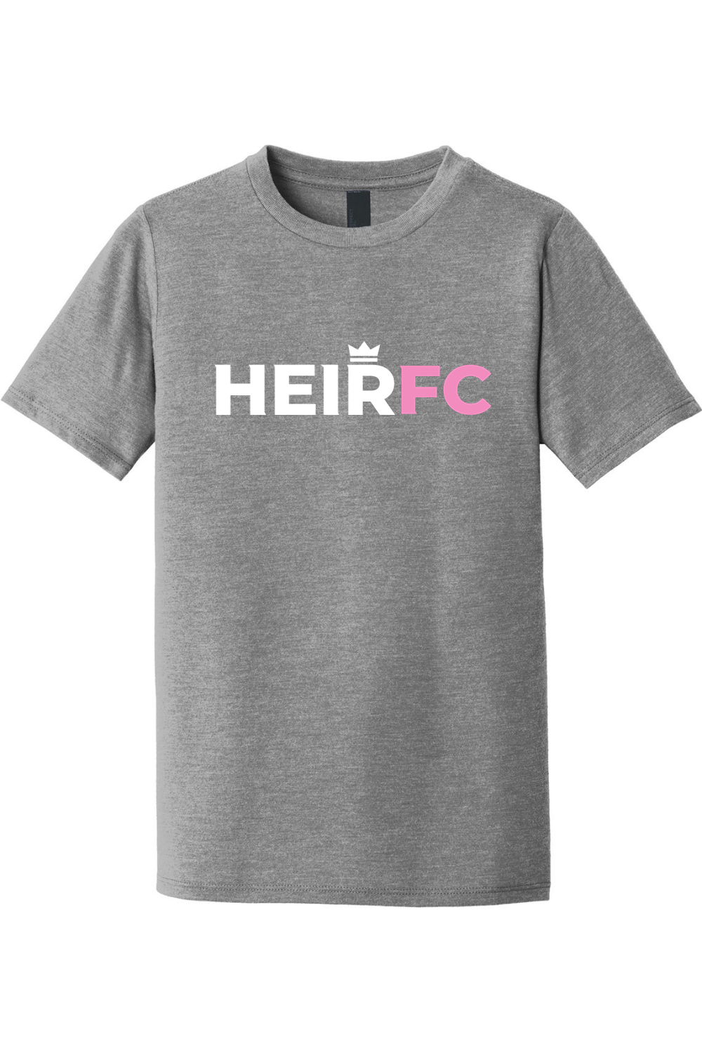 Gray t-shirt with 'HEIRFC' logo on a white background