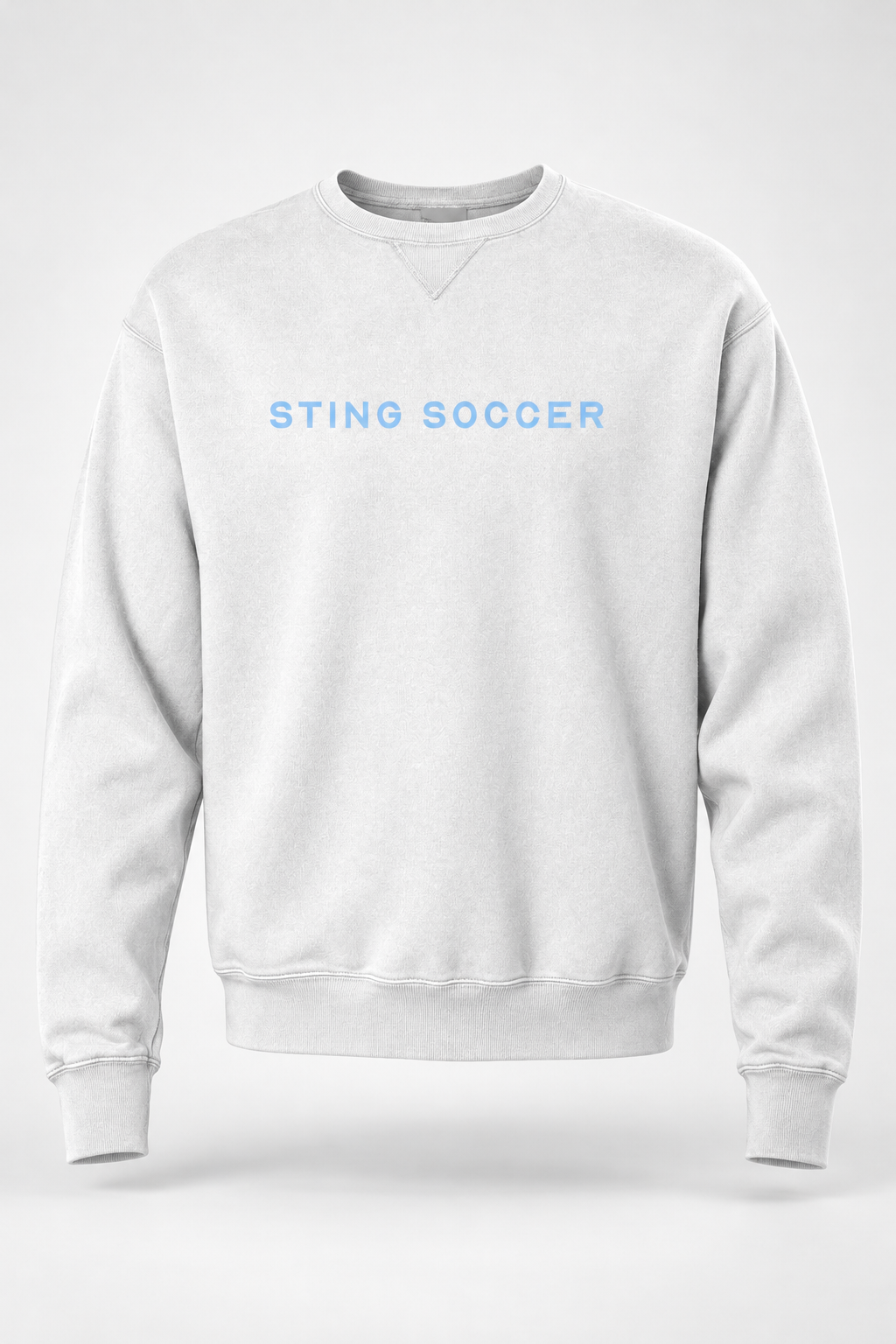 Sting Soccer CORE | ComfortWash Crewneck Sweatshirt – White, front view